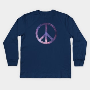 Galaxy Peace Sign Symbol Hippie Art Kids Long Sleeve T-Shirt